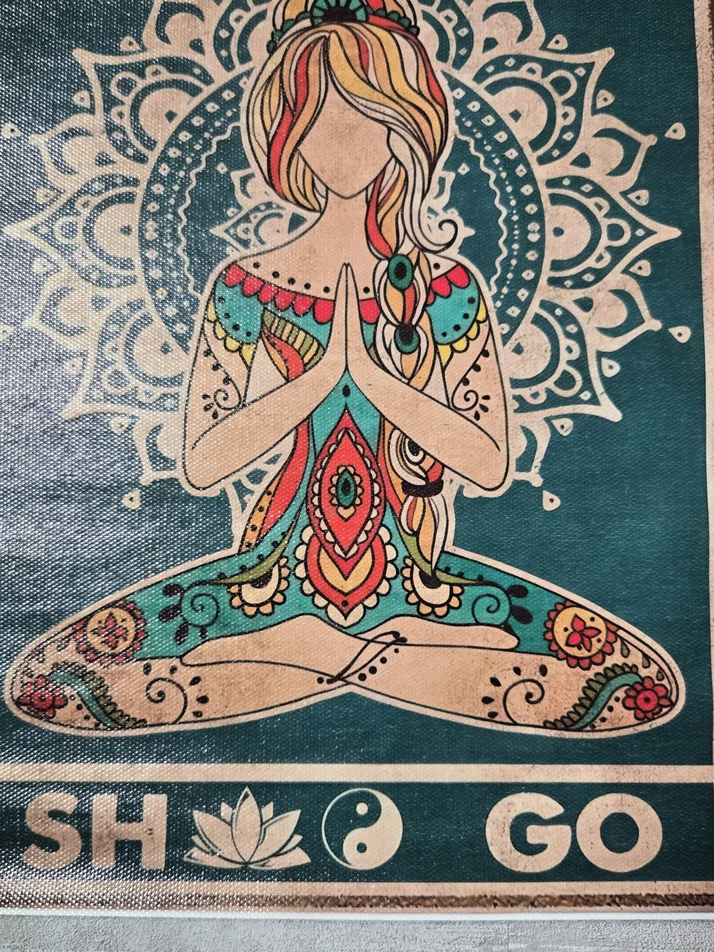 Boho ​Let That Go Yoga Poster Art Print Funny Zen Meditation Hippie Wall Decor